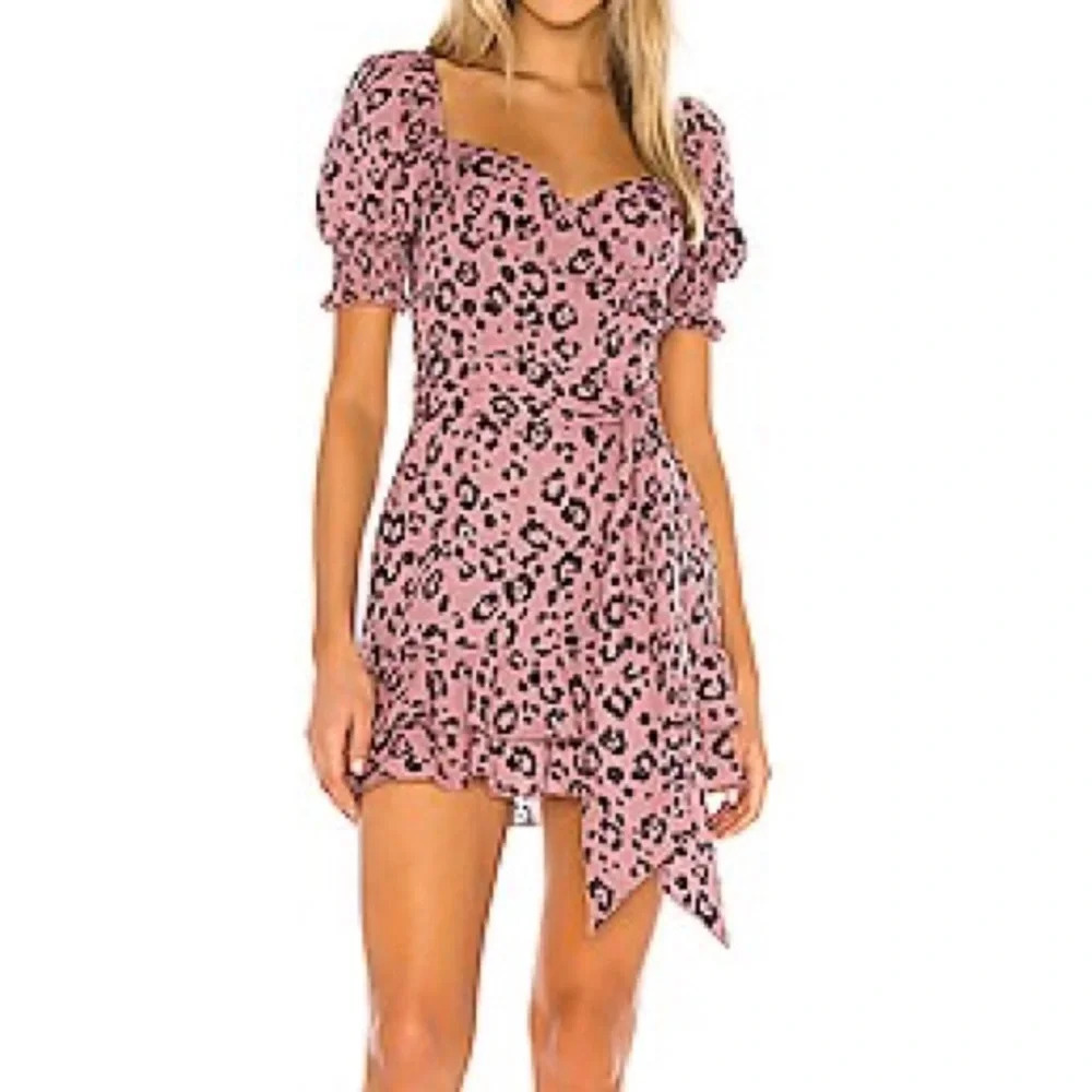 Majorelle Cameron Bustier Mini Dress in Pink Animal Print - Size Large